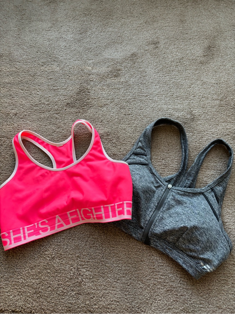 Neon Pink & Heather Gray Racerback Sports Bras - Duo Pack